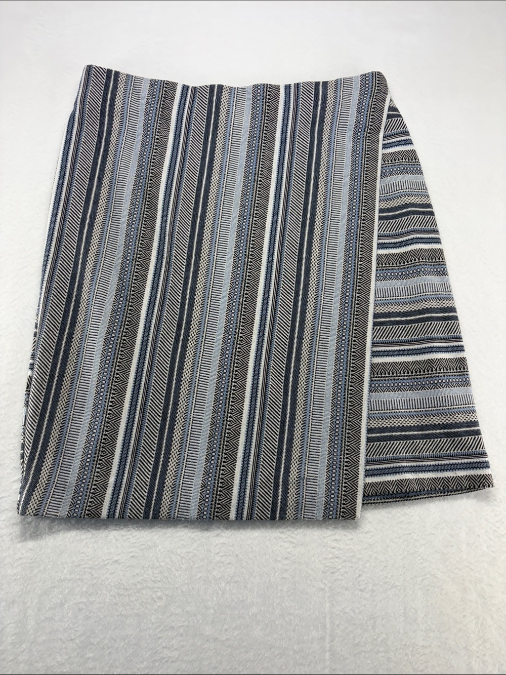 J. Jill Wrap Skirt Striped Blue Tan White Size XS